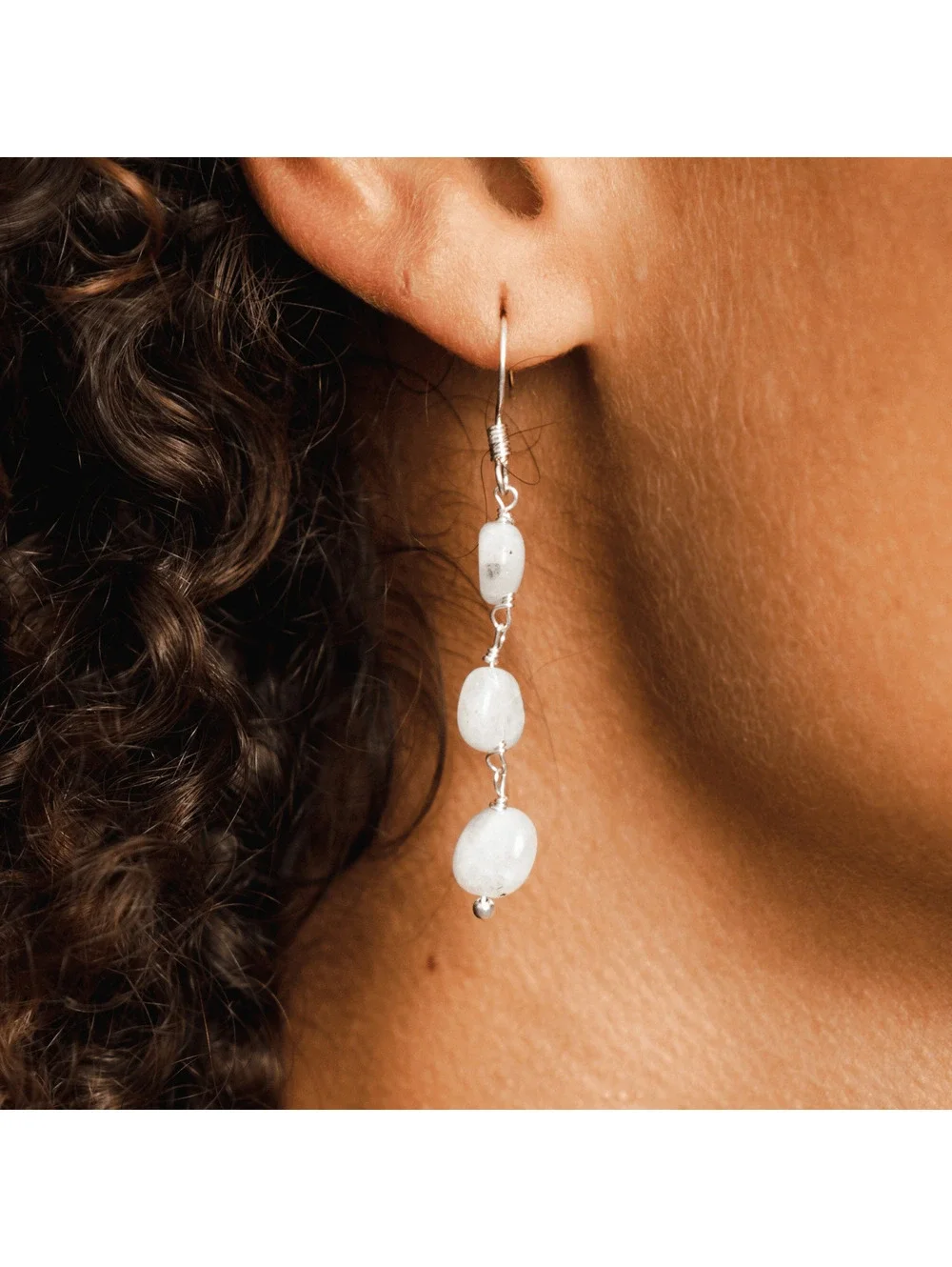 Lotus and Luna Moonstone Waterfall Earrings
